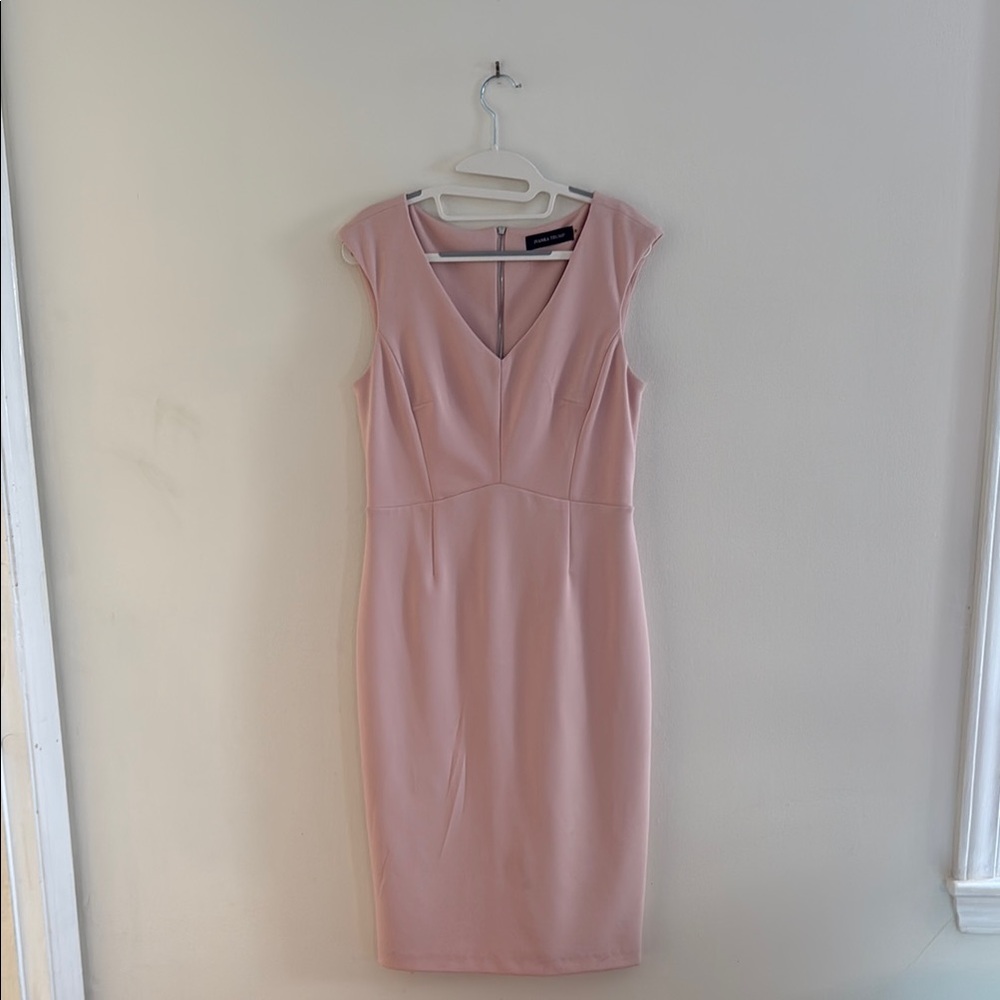 Ivanka Trump Pink Sheath Midi Dress with Flutter Sleeves